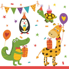 Állatos Cute Party szalvéta 20 db-os 33x33 cm papírárú, csomagoló és tárolóeszköz