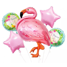 Állatos Flamingó fólia lufi 5 db-os szett party kellék