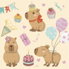 Állatos Happy Birthday Capybaras szalvéta 20 db-os 33x33 cm