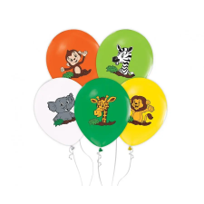  Állatos Safari léggömb, lufi 5 db-os 12 inch (30 cm) party kellék