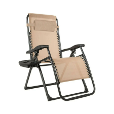  Állítható kerti nyugágy karosszék – bézs nullgravitációs szék, összecsukható kerti bútor