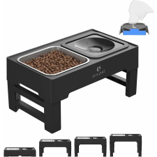  Állítható kisállatetető, 8,6-28,7 cm, rozsdamentes acél, szürke, kiömlésgátló kialakítás kutyatál