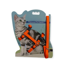  Állítható macskahám pórázzal - narancssárga nyakörv, póráz, hám macskáknak