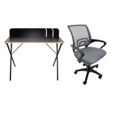 Állvány íróasztal Luna Black + szék Argo Gray íróasztal
