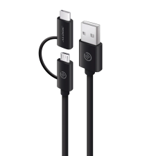 Alogic U2CMC USB-A apa - MicroUSB-B / USB-C apa 2.0 Adat és töltő kábel - Fekete (1m) kábel és adapter
