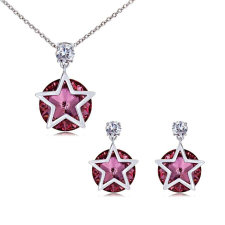 Álom és csillag - Swarovski kristályos ékszerszett - Light Ametist - rózsaszín ékszer szett