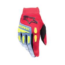 Alpinestars Full Bore 2024 gyerek motokrossz kesztyű világoskék-piros-fluo sárga-fekete motoros kesztyű