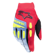 Alpinestars Full Bore 2024 motokrossz kesztyű világoskék-piros-fluo sárga-fekete motoros kesztyű