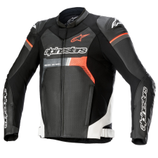 Alpinestars GP Force Airflow motoros bőrkabát fekete-fehér-fluo piros motoros kabát