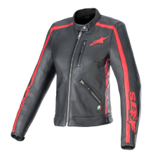 Alpinestars Stella Dyno női bőr motoros dzseki fekete-piros motoros kabát