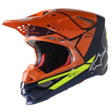 Alpinestars Supertech S-M8 Factory motokrossz bukósisak sötétkék-narancssárga-fluo sárga fényes bukósisak
