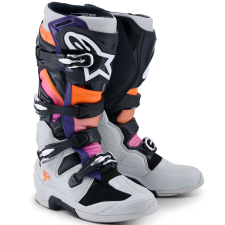 Alpinestars Tech 7 motoros csizma fekete-világosszürke-fluo narancssárga-gradient motoros csizma