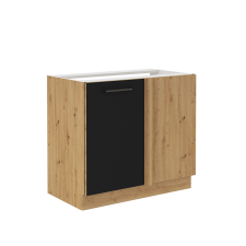  Alsó konyhaszekrény, matt fekete/artisan tölgy, MONRO 105 ND 1FFBB bútor