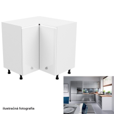  Alsó sarokszekrény, fehér/szürke extra magasfényű, AURORA D90N bútor