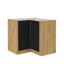  Alsó sarokszekrény, matt fekete/artisan tölgy, MONRO 90/90 DN 1F BB bútor