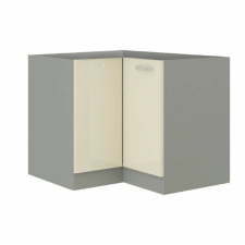  Alsó sarokszekrény, szürke/krém extra magasfényű, PRADO 90/90 DN ZB bútor