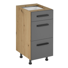  Alsó szekrény, artisan tölgy/szürke matt, fogantyúkkal, LANGEN D40S3 U bútor