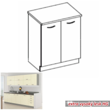  Alsó szekrény, krémszínű magas fényű fehér, PRADO 80 D 2F ZB bútor