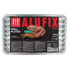 ALUFIX Grilltálca, 34,5x22,5 cm, négyszögletű, 3 db, ALUFIX papírárú, csomagoló és tárolóeszköz
