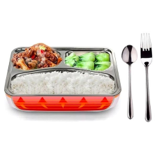 Alum Ételmelegítő doboz, fém edény + evőeszközök, 220 V uzsonnás doboz