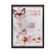  ALUMÍNIUM KERETES PLAKÁT FALRA, ARANY VIRÁGOS BETŰ E 60x90 grafika, keretezett kép