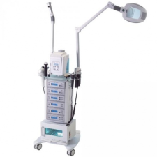 Alveola Modular kezelőgép állvány gőzölővel és nagyítós lámpával fodrászkellék