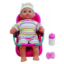  Alvós szemű játékbaba babaülésben 16 babahanggal - 30 cm (49492) baba