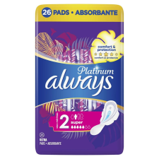 Always Platinum Super (2-es méret) Szárnyas egészségügyi betét, 26 db intim higiénia
