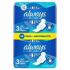 Always Ultra Day & Night (S3) Szárnyas Egészségügyi Betét, 14 Db intimhigiénia nőknek
