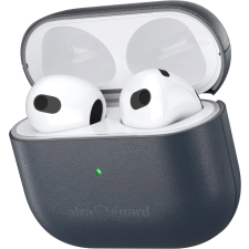 AlzaGuard Genuine Leather AirPods (2021) kék tok fülhallgató, fejhallgató tok