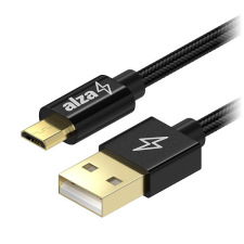 AlzaPower AluCore USB-A to Micro USB 0.5m, fekete kábel és adapter