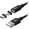 AlzaPower MagCore 2in1 USB-C + Micro USB, 3A, 2m fekete