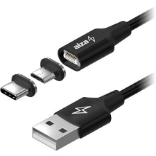 AlzaPower MagCore 2in1 USB-C + Micro USB, 3A, 2m fekete kábel és adapter