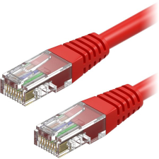 AlzaPower Patch CAT5E UTP 10m, piros kábel és adapter