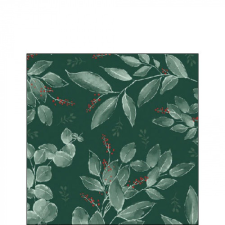 AMB.12518045 Leaves and berries green papírszalvéta 25x25cm, 20db-os papírárú, csomagoló és tárolóeszköz