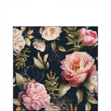AMB.12518132 Peonies composition black papírszalvéta 25x25cm, 20db-os papírárú, csomagoló és tárolóeszköz