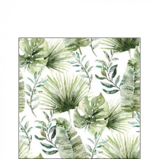  AMB.12518215 Jungle leaves white papírszalvéta 25x25cm, 20db-os papírárú, csomagoló és tárolóeszköz