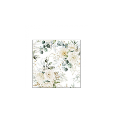 AMB.12518455 Eucalyptus and roses papírszalvéta 25x25cm, 20db-os papírárú, csomagoló és tárolóeszköz