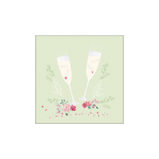 AMB.13318475 Champagne glasses green papírszalvéta 33x33cm, 20db-os papírárú, csomagoló és tárolóeszköz