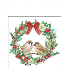  AMB.32518870 Sparrows in wreath papírszalvéta 25x25cm, 20db-os papírárú, csomagoló és tárolóeszköz