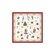 AMB.33314765 Ornaments All Over red papírszalvéta 33x33cm, 20db-os asztalterítő és szalvéta