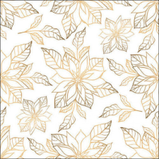  AMB.33318951 Poinsettia outline gold papírszalvéta 33x33cm, 20db-os papírárú, csomagoló és tárolóeszköz