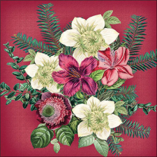  AMB.33318970 Azalea and helleborus red papírszalvéta 33x33cm, 20db-os papírárú, csomagoló és tárolóeszköz