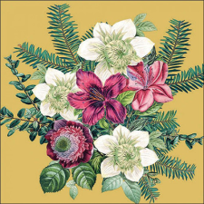  AMB.33318973 Azalea and helleborus gold papírszalvéta 33x33cm, 20db-os papírárú, csomagoló és tárolóeszköz