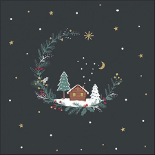 AMB.33319011 Little wood cabin anthracite papírszalvéta 33x33cm, 20db-os papírárú, csomagoló és tárolóeszköz