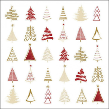  AMB.33319049 Christmas tree doodles red papírszalvéta 33x33cm, 20db-os papírárú, csomagoló és tárolóeszköz
