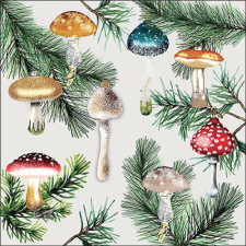  AMB.33319155 Mushroom ornaments white papírszalvéta 33x33cm, 20db-os papírárú, csomagoló és tárolóeszköz