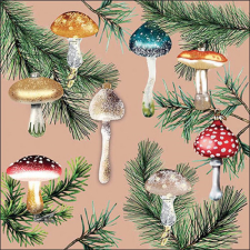  AMB.33319157 Mushroom ornaments terracotta papírszalvéta 33x33cm, 20db-os papírárú, csomagoló és tárolóeszköz