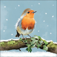  AMB.33319180 Robin on branch papírszalvéta 33x33cm, 20db-os papírárú, csomagoló és tárolóeszköz