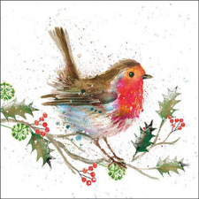  AMB.33320115 Winter robin papírszalvéta 33x33cm, 20db-os papírárú, csomagoló és tárolóeszköz